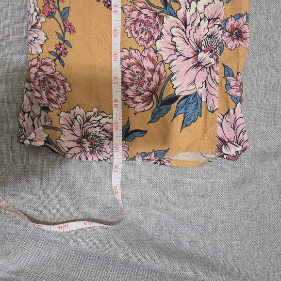 NWT Band of Gypsies Strapless Jumpsuit Mustard Yellow Pink Florals Sz Small - Picture 11 of 11